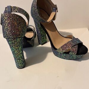 Qupid Glittery Multicolor Heels